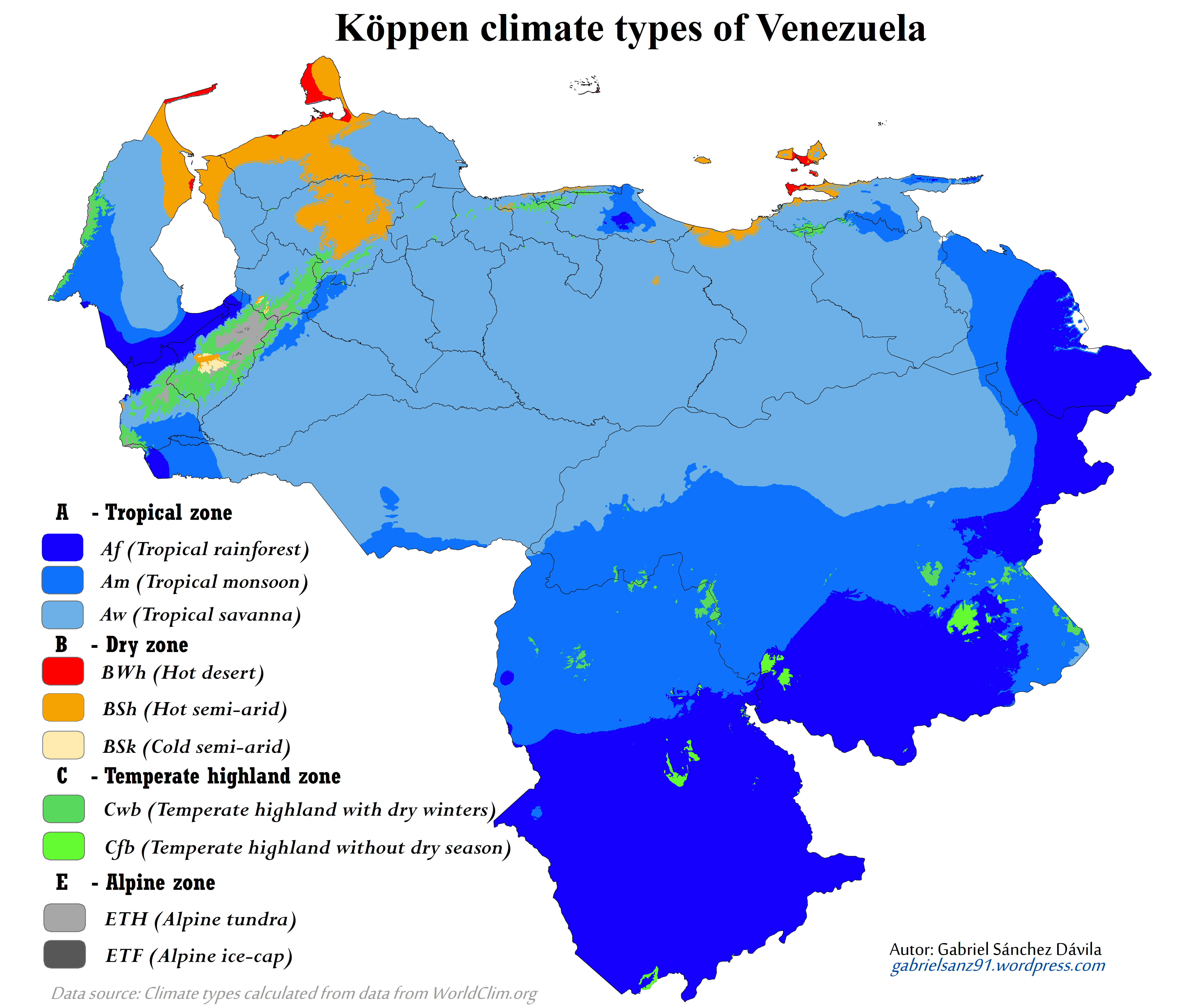 Venezuela map of Köppen climate classification | Biomes, Physical  geography, Map