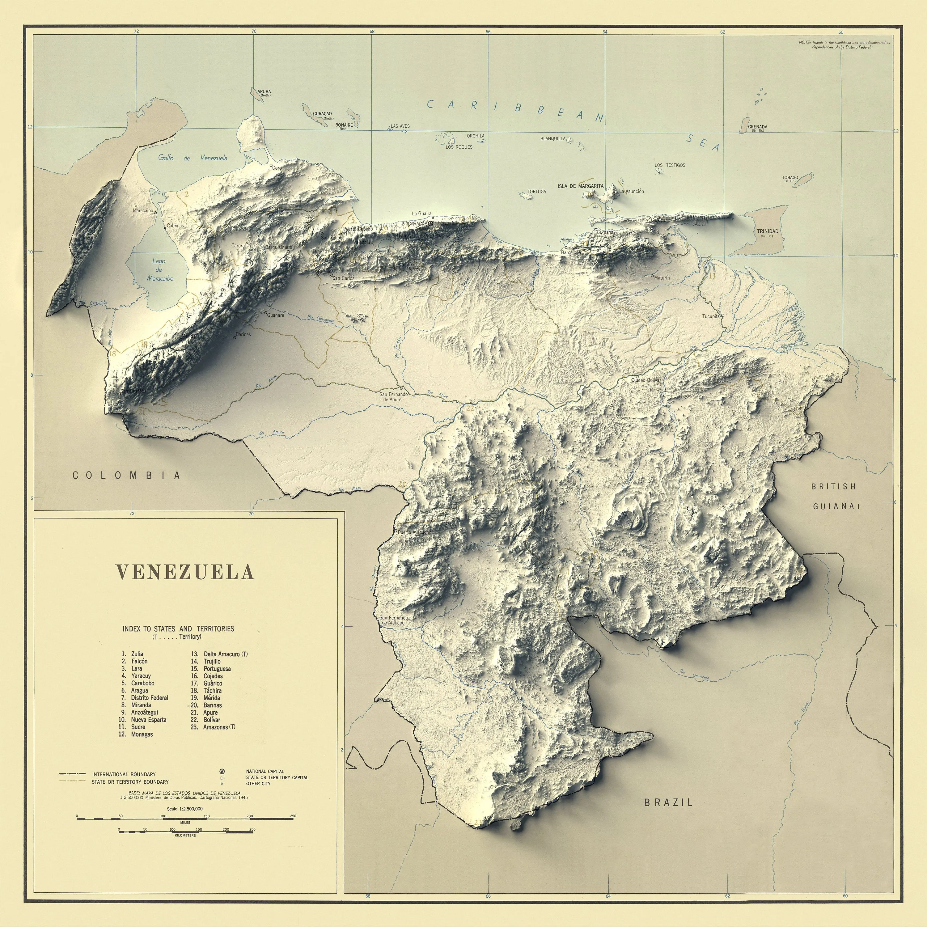 Venezuela Map Venezuela Relief Map Venezuela Printable Map - Etsy
