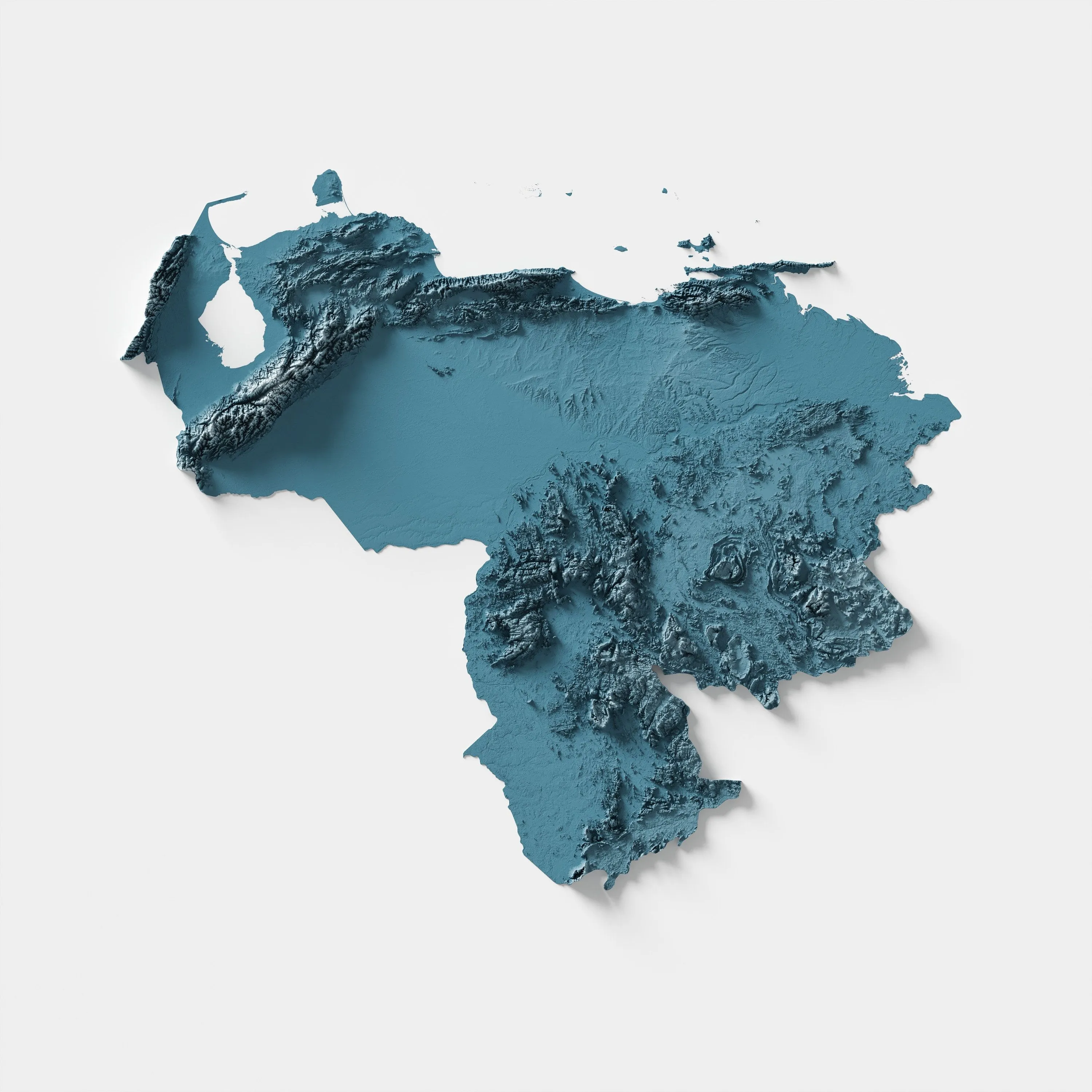 Venezuela Mapa en relieve sombreado Topografía natural - Etsy España