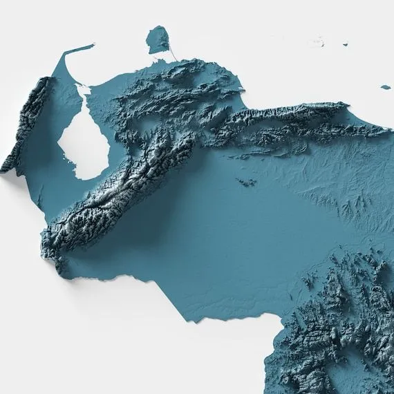 Venezuela Shaded Relief Map Natural Topography - Etsy Ireland