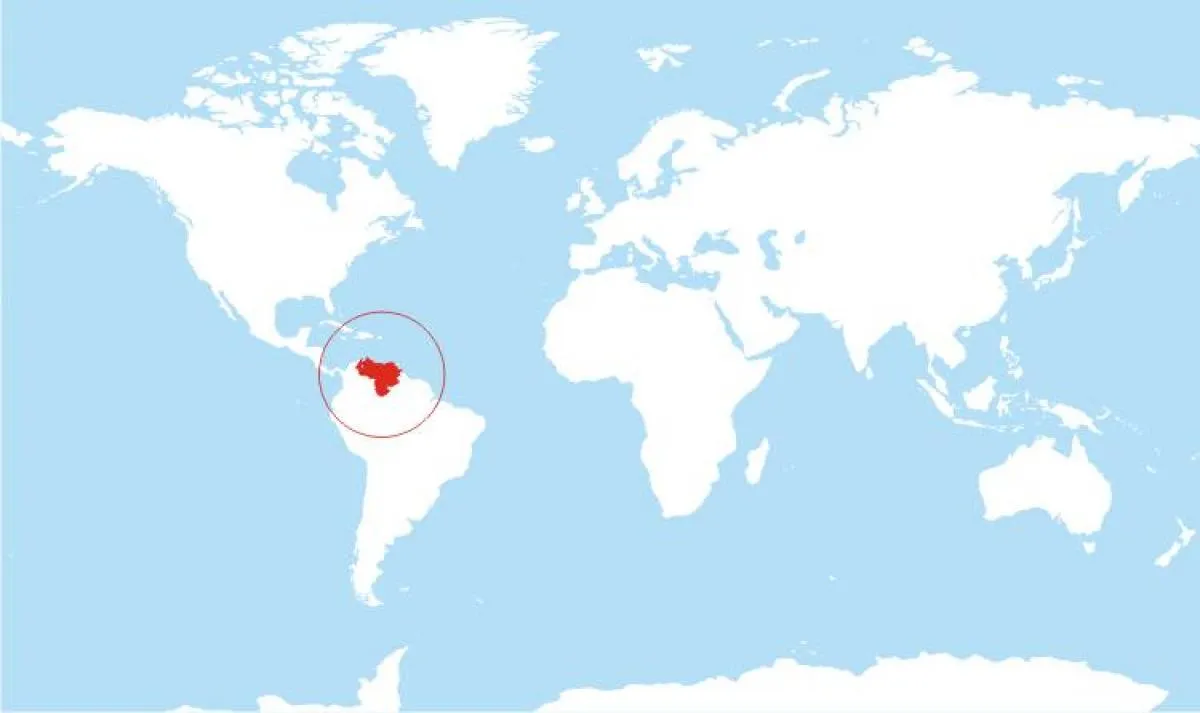 Venezuela ubicación en el mapa del mundo, Mapa de venezuela ubicación en el  mundo (América del Sur - América)