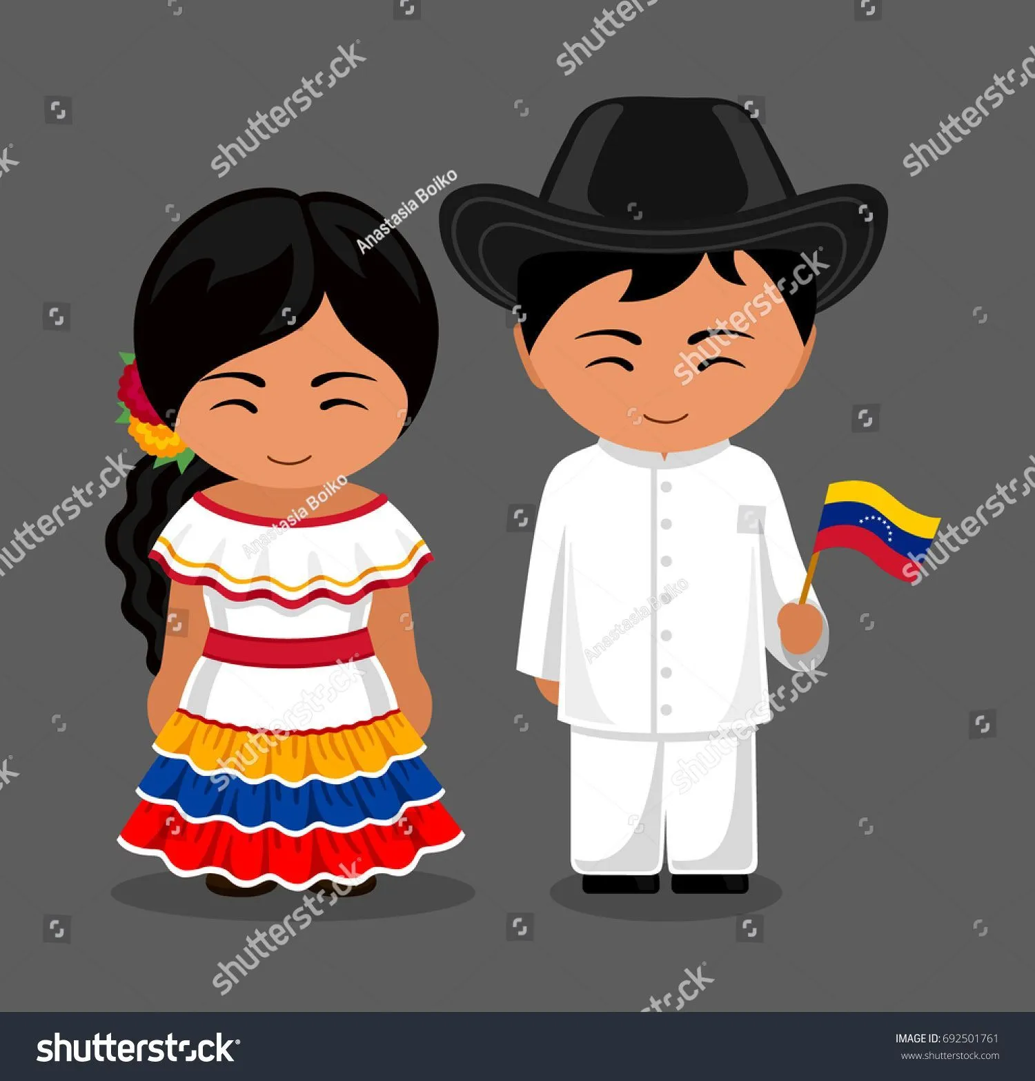 Venezuelans in national dress with a flag. Man and woman in traditional  costume. Tra… | Traje tipico de venezuela, Trajes tipicos del mundo,  Pendientes de ganchillo