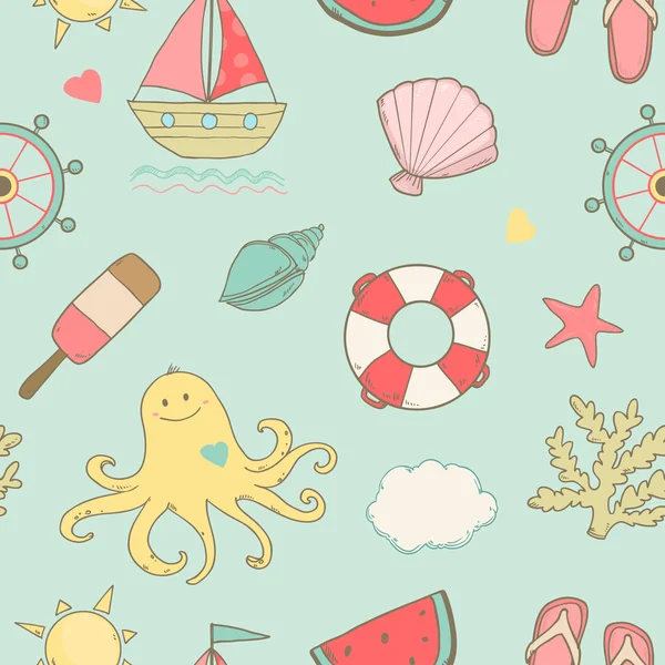 verano mar lindo patrón transparente con animales marinos y ...
