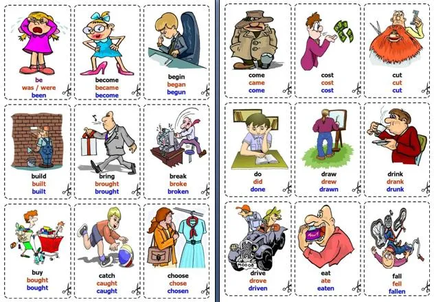 Dibujos de verbos en inglés para colorear - Imagui