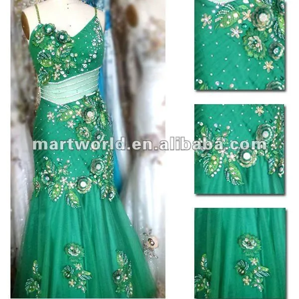Verde elegante bordado vestido bordado tela ( MWHS-002 )-Encaje ...