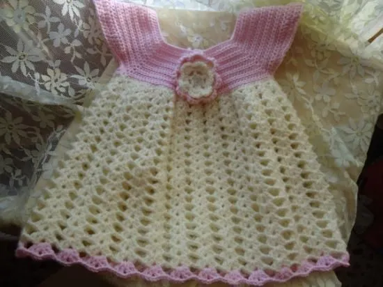 vestidito de crochet para niña de 3 a 6 meses lana 55% acrílico 45 ...