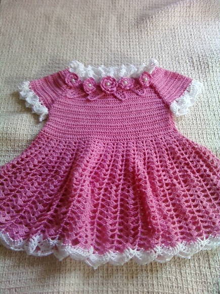 Vestido de bebê em crochê - rosas | AndreaArtesanato | Elo7