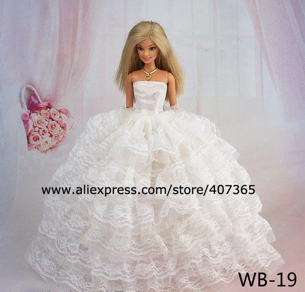 Vestido de boda blanco + bolsa + zapatos para Barbie Doll en ...