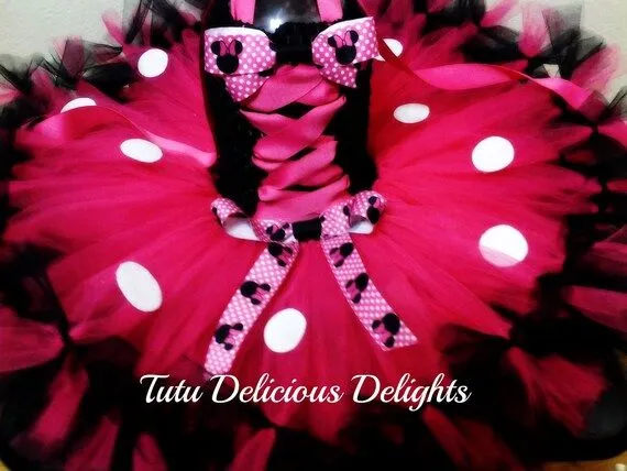Minnie Mouse Tutu Dress Hot Pink Black by TutuDeliciousDelight