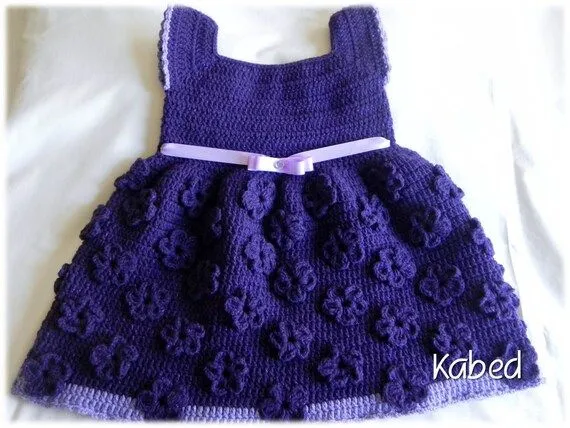 Vestido morado hecho a mano en crochet talla 4-6 por KabedDesigns
