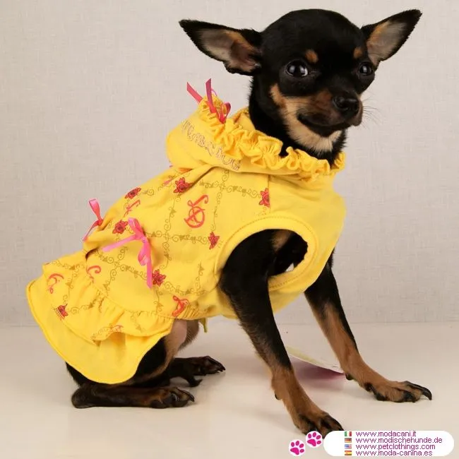 Vestido para Perros Pequeños 1000 Lacitos en Amarillo con falda ...