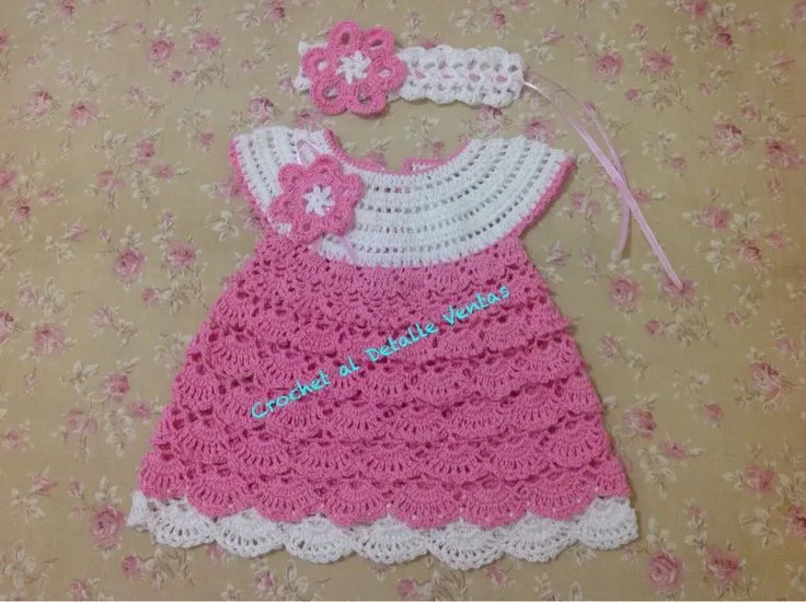 Vestido y vincha para bebe | Crochet al detalle ventas | Pinterest ...