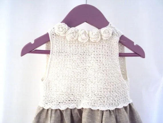 Vestido crochet y tela niña - Imagui