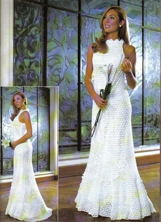 Vestidos de novia tejidos a crochet con patrones - Imagui