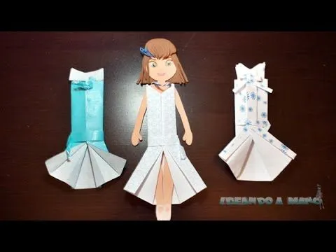 Como hacer vestidos origami para las muñecas - YouTube