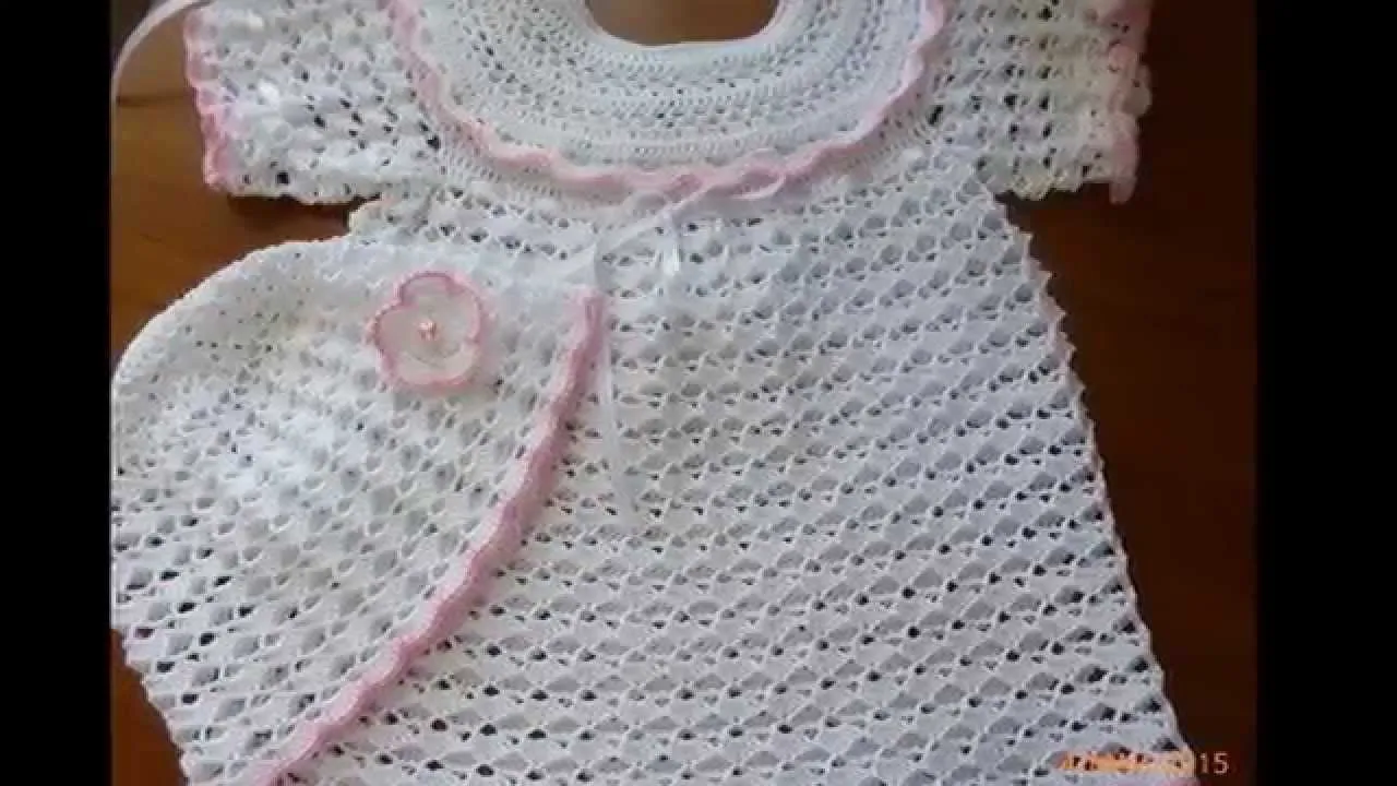 Vestidos tejidos a ganchillo para recien nacidos - YouTube