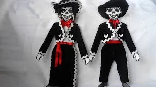 como vestir esqueleto de papel o calavera MARIACHI con moldes - YouTube