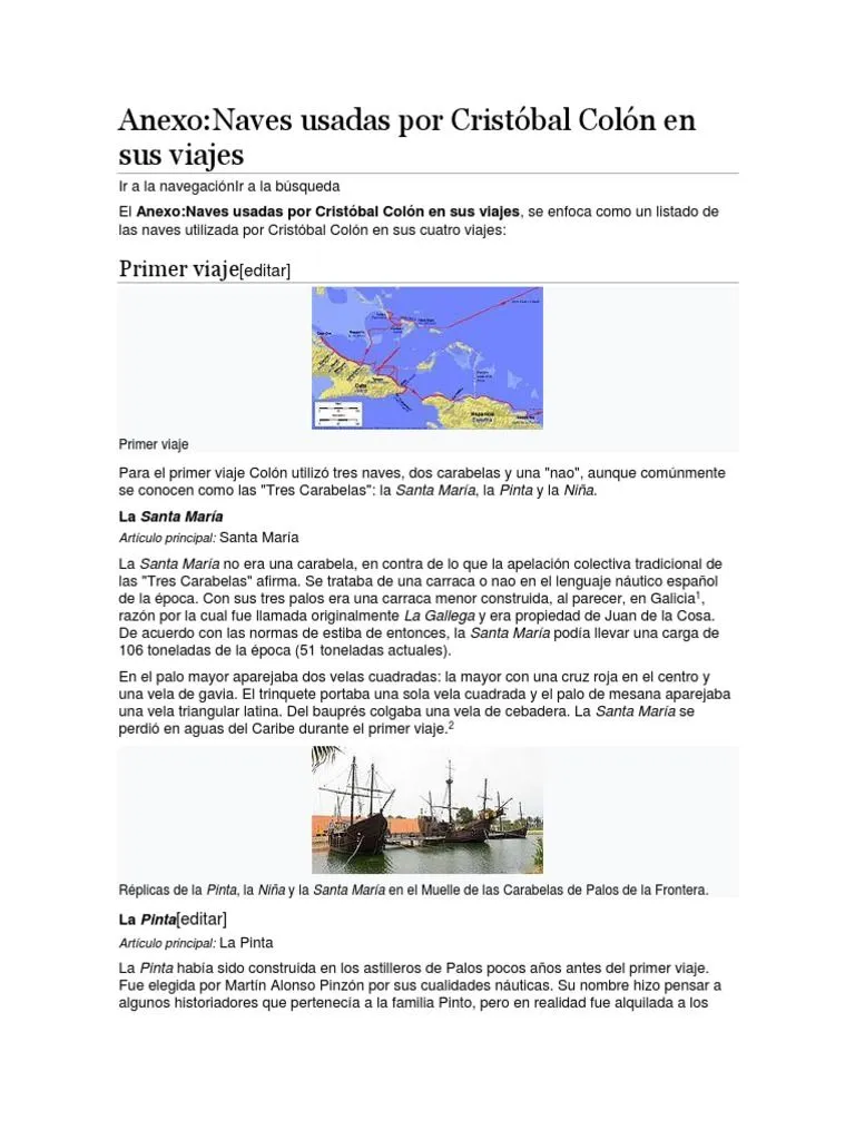 Viajes de Cristobal Colon y Barcos | PDF | Transporte de agua | Embarcación