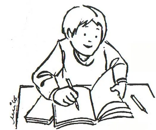 Dibujo de niño haciendo tarea - Imagui