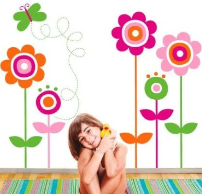 Murales de flores y mariposas - Imagui