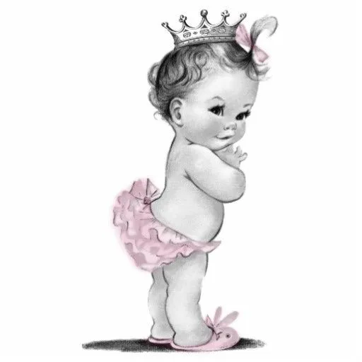 Vintage Pink Princess Baby Girl Shower Photo Cutouts | Digi Stamps ...