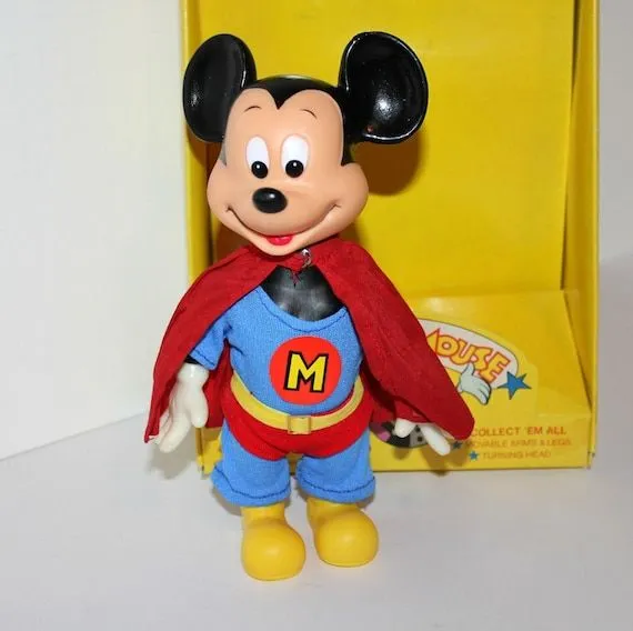 Vintage Super MIckey Mouse Doll Figure in Box by That70sShoppe Vintage Super MIckey Mouse Doll Figure in Box by That70sShoppe