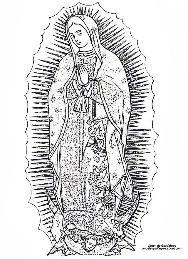 La Virgen de Guadalupe para colorear | Dibujo, Marte y Virgen de ...