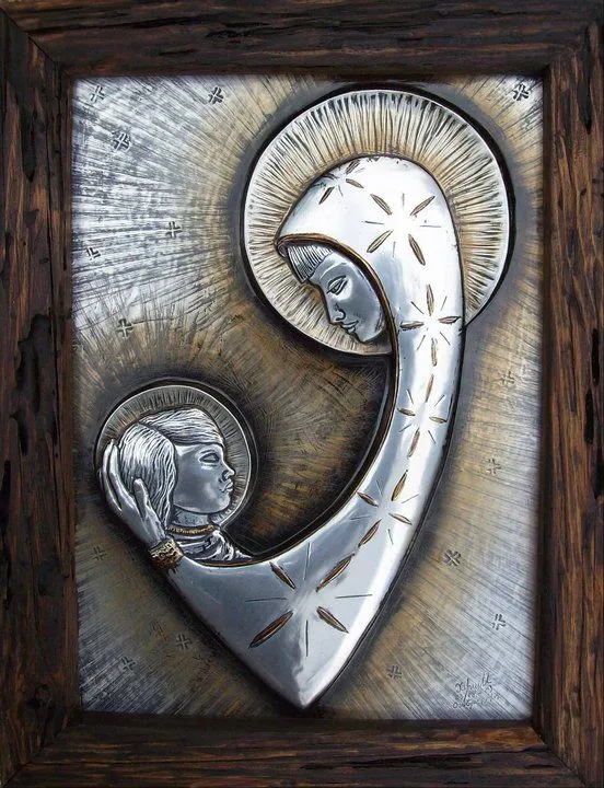 Virgen con niño Lámina de aluminio | Repujado | Pinterest