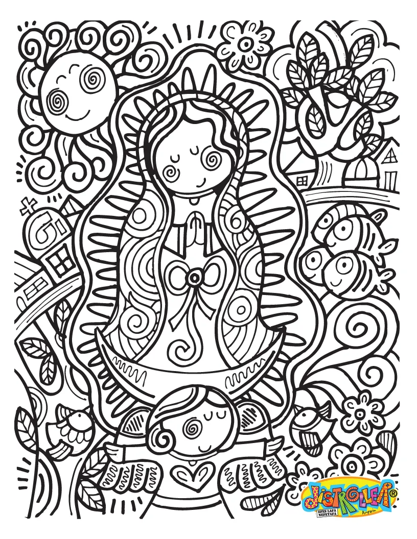 virgencita distroller | Libro de colores, Dibujos, Virgen caricatura