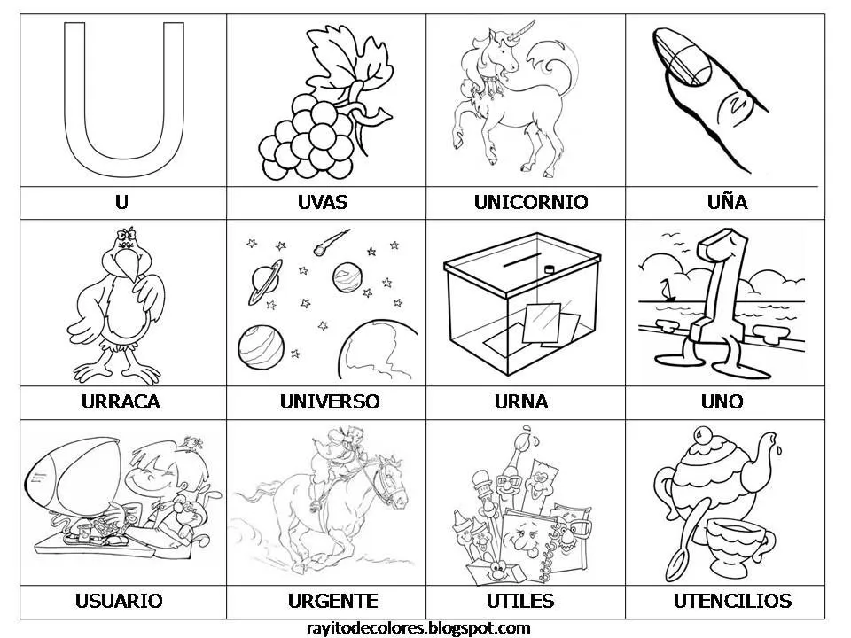 Vocabulario con imágenes para niños.