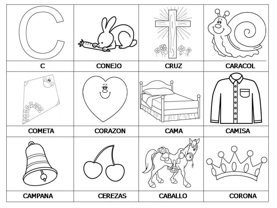 Vocabulario con imágenes para niños.