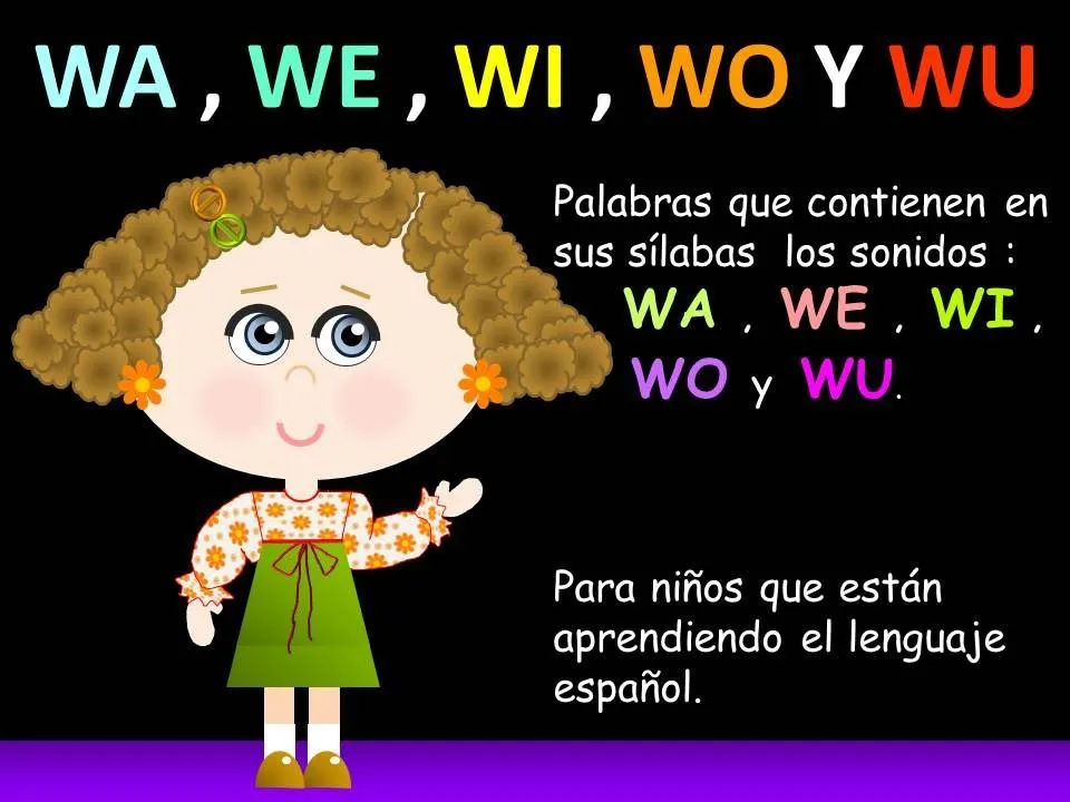 WA , WE , WI , WO Y WU , EN LAS PALABRAS - LECCIONES PARA NIÑOS - ESPAÑOL  PARA TODOS - YouTube