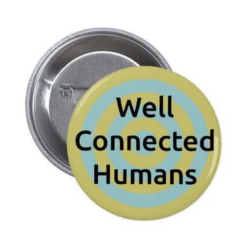 Well Connected Humans Target Badge, Sky Blue/Faun 2 Inch Round ...
