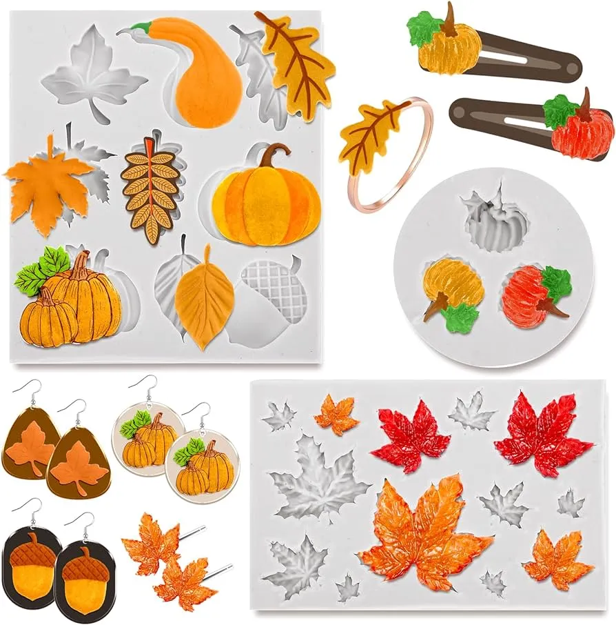 Whaline - Moldes de arcilla polimérica para otoño, hojas de arce en miniatura, moldes de arcilla de Whaline - Moldes de arcilla polimérica para otoño, hojas de arce en miniatura, moldes de arcilla de