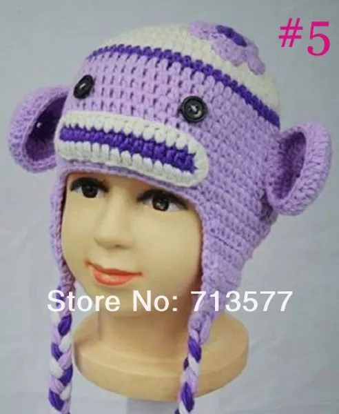 Wholesale Sock Monkey Gorro Con Trenzas Crochet animal hats ...