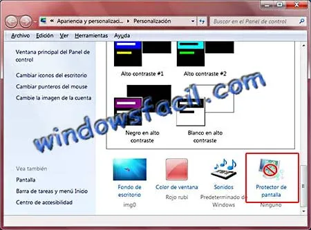 Windowsfacil. Manual para poner un protector de pantalla en windows 7
