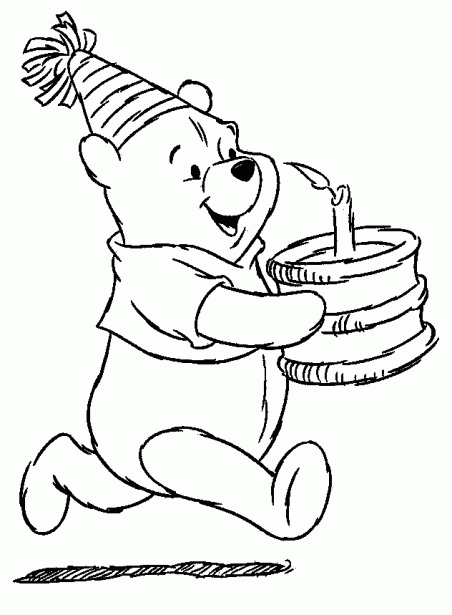 Winnie Pooh feliz cumpleaños para colorear - Imagui