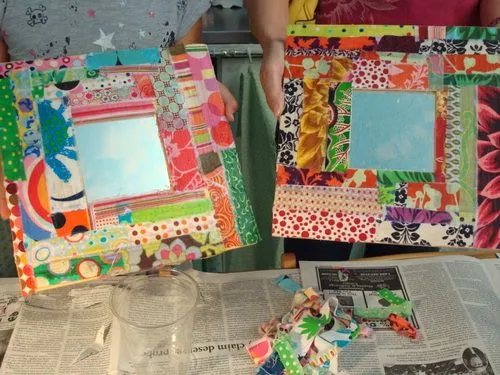 workshops&more: decoupage fabric mirror frames