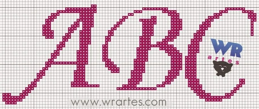 WR Artes (Blog do Wagner Reis): Gráfico letra cursiva ponto cruz