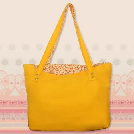 Yellow Tote Bag | Amarillo anaranjado | Reverso: Rosas rococó en ...