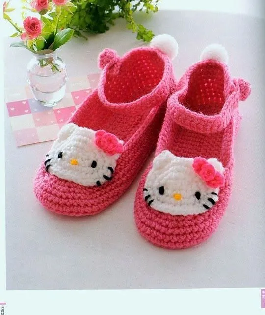 Como hacer Zapatillas de Crochet de la Hello Kitty Patron ...