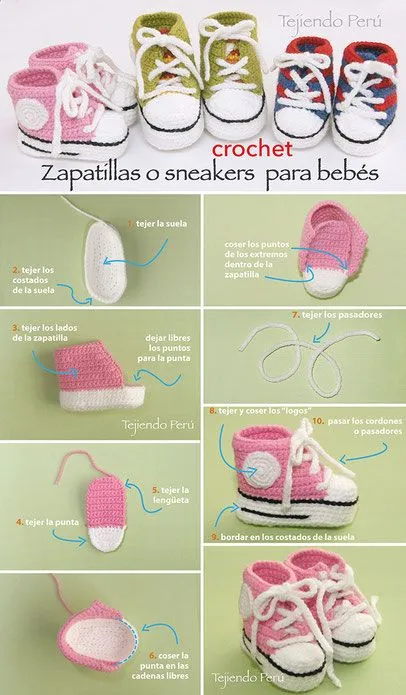 Zapatillas o sneakers para bebes - Tejiendo Perú