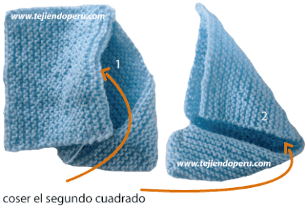 Zapatitos de bebe de dos cuadrados tejidos - Tejiendo Perú