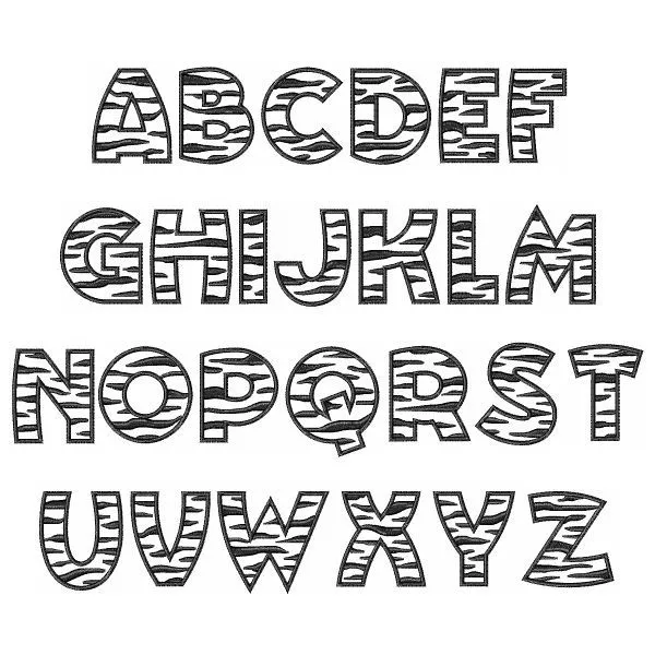 Zebra Font embroidery font | Moldes letras | Pinterest