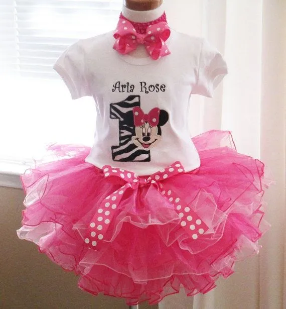 Zebra Minnie Mouse Birthday Tutu Outfit with Layered Tulle Skirt ...