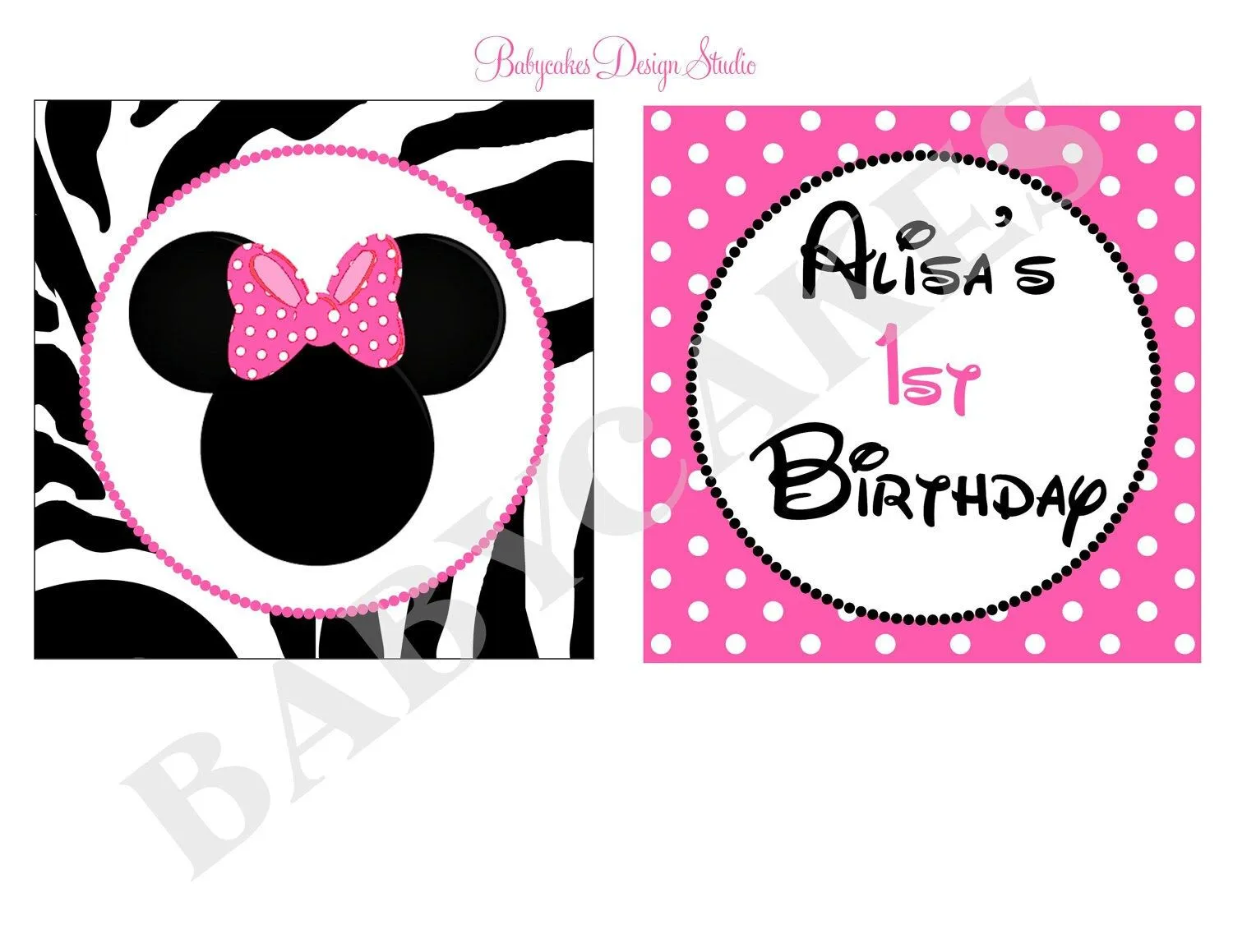 Minnie Mouse Zebra Print 5 Centerpiece party by jcbabycakes
