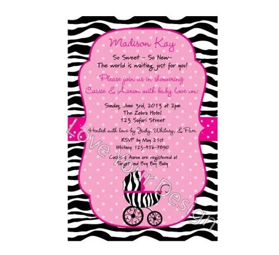 Zebra Sweet Baby Shower Invitation with sonogram por LoveYourDesign