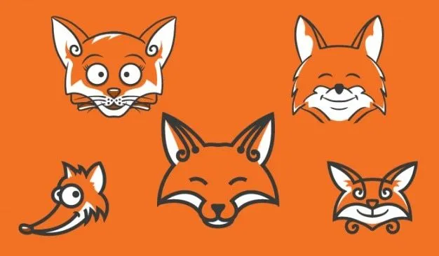 Cabezas de zorro de dibujos animados de color naranja | Descargar ...