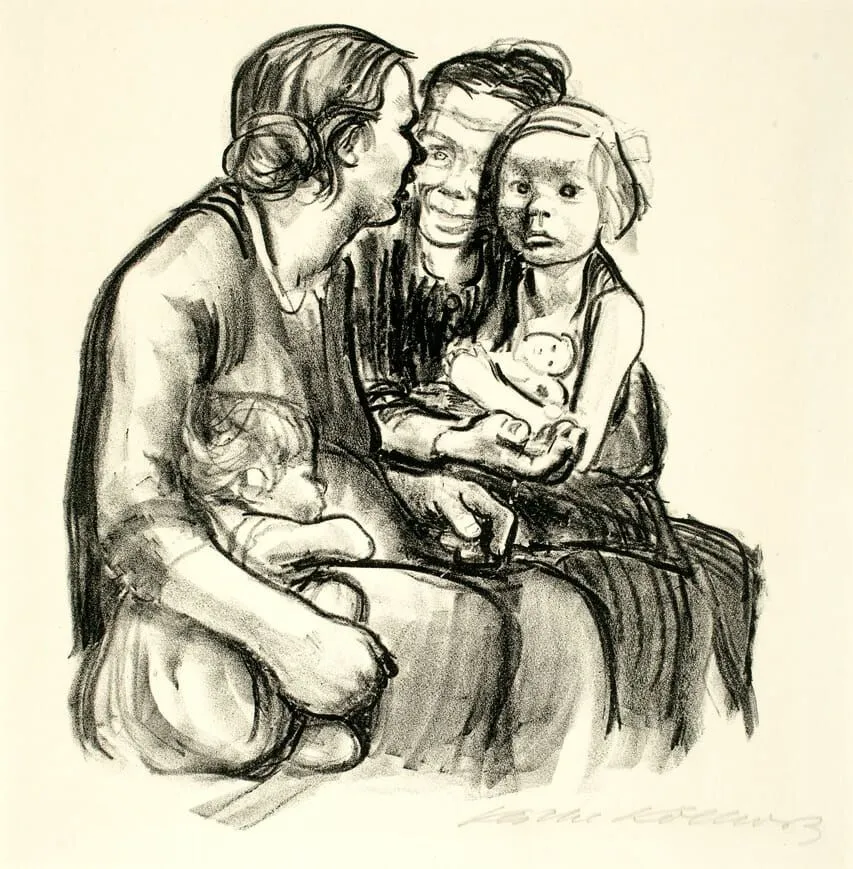 Zwei Schwatzende Frauen mit zwei Kindern [Dos mujeres conversando con dos  niños] - Museo de Arte Contemporáneo de Madison