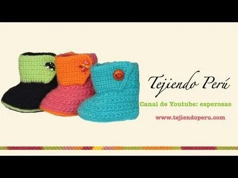 Botitas tejidas en crochet para bebe de 0 a 3 meses (Parte 1 ... Botitas tejidas en crochet para bebe de 0 a 3 meses (Parte 1 ...